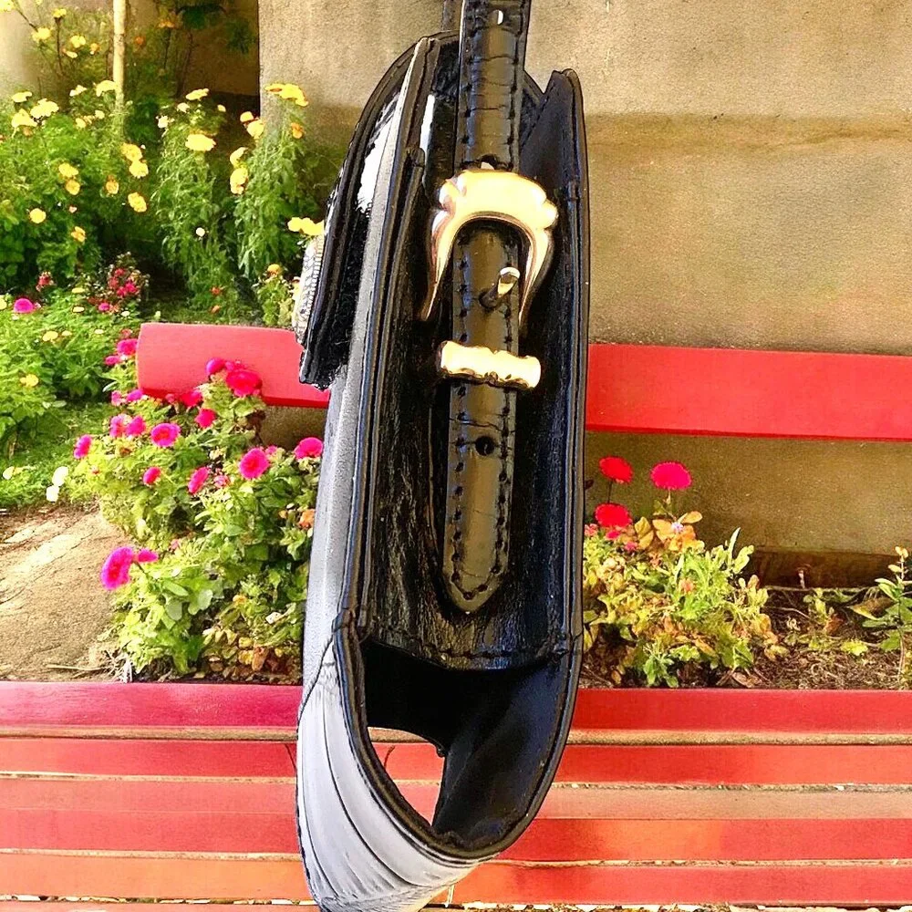 Brighton Vintage Mobile Cell Phone Case Wristlet Black Croc Leather